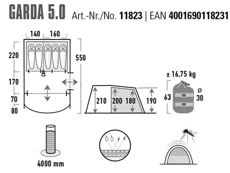 High Peak Garda 5.0 Tunneltent 4 High Peak Garda 5.0 Tunneltent - Afbeelding 4